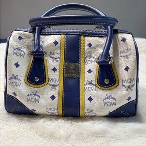 Authentic MCM Blue and White Women's Boston Bag